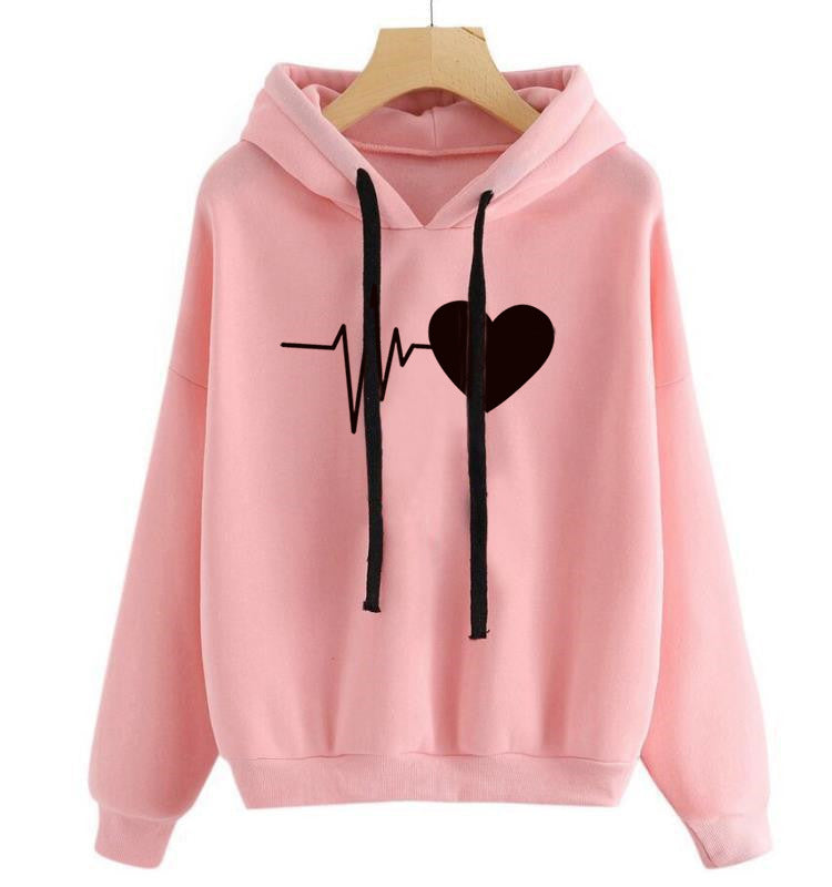 Heart Print Oversized Hoodie