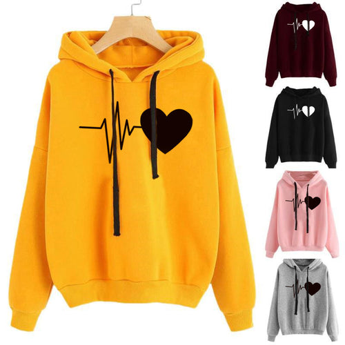 Heart Print Oversized Hoodie
