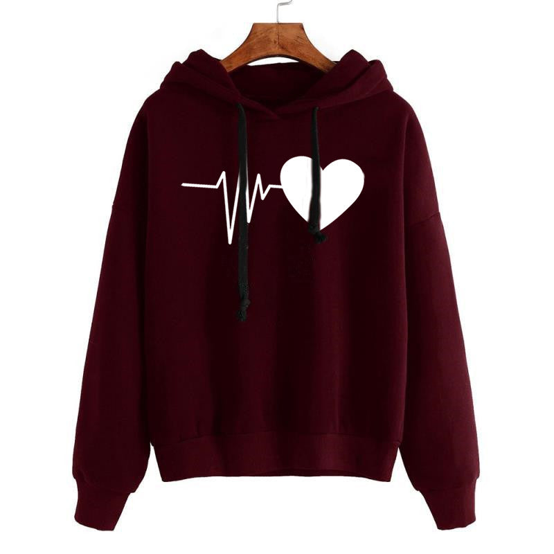 Heart Print Oversized Hoodie