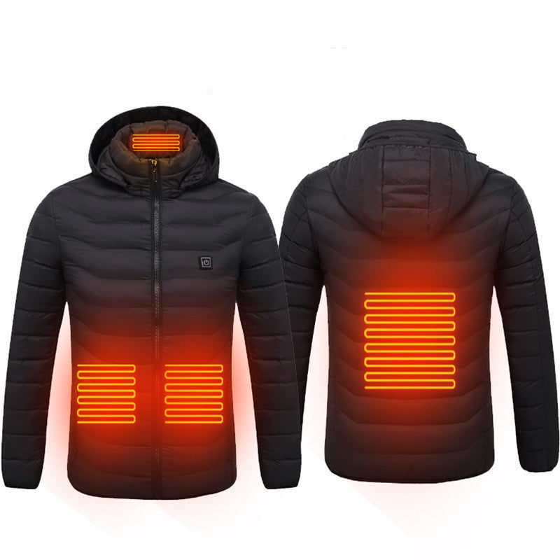 USB Heated Jacket – Unisex Thermal Zip-Up with Removable Hood