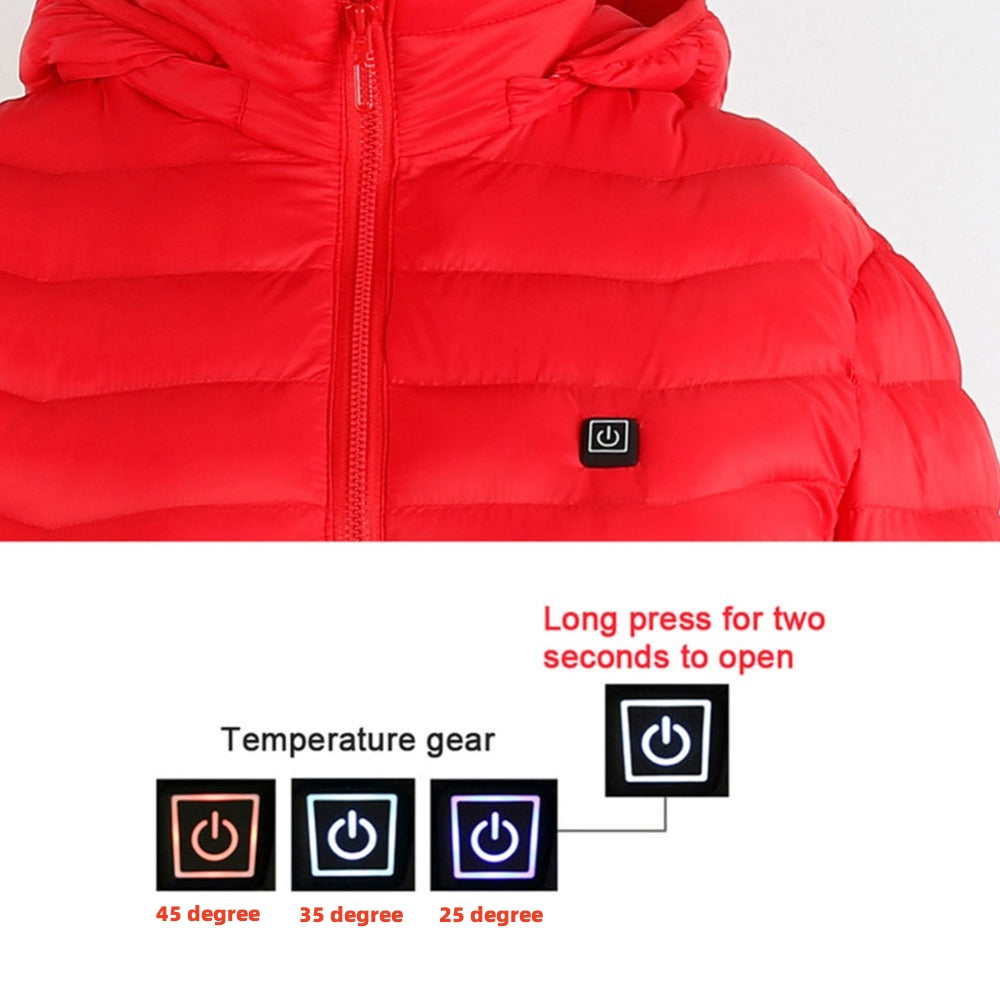 USB Heated Jacket – Unisex Thermal Zip-Up with Removable Hood