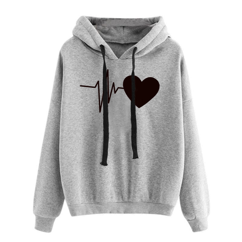 Heart Print Oversized Hoodie