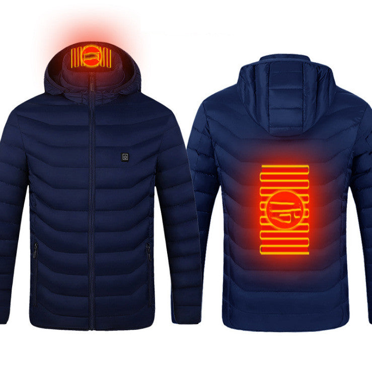 USB Heated Jacket – Unisex Thermal Zip-Up with Removable Hood