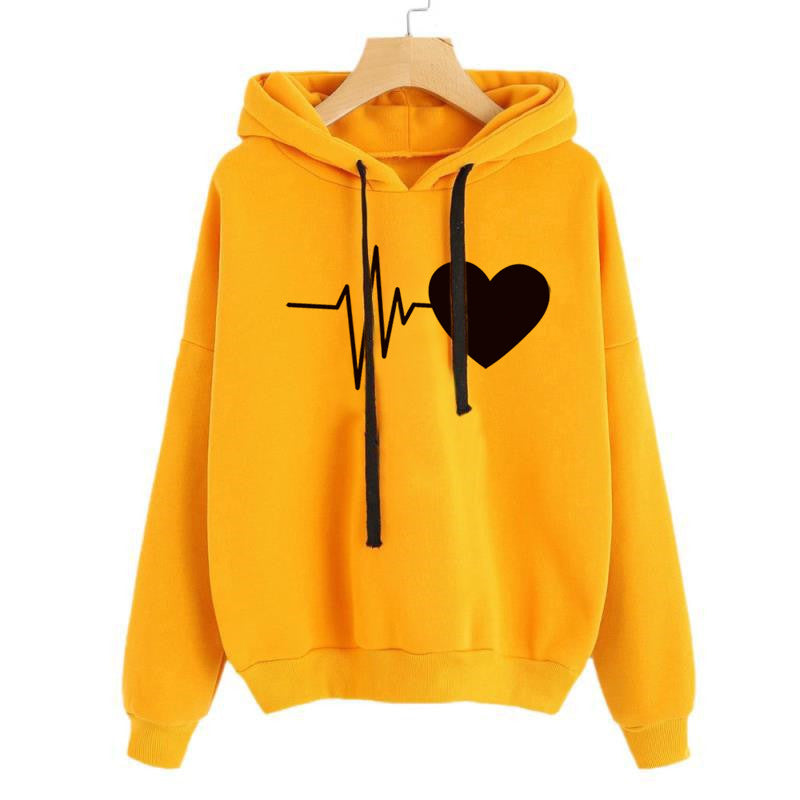 Heart Print Oversized Hoodie