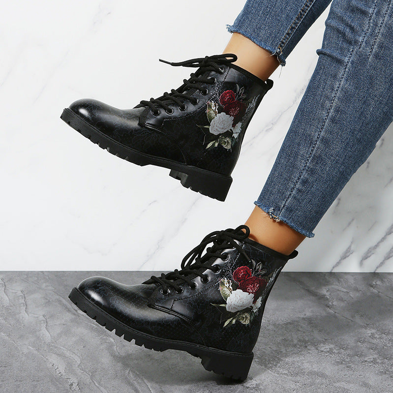 Women's Floral Print Martin Boots