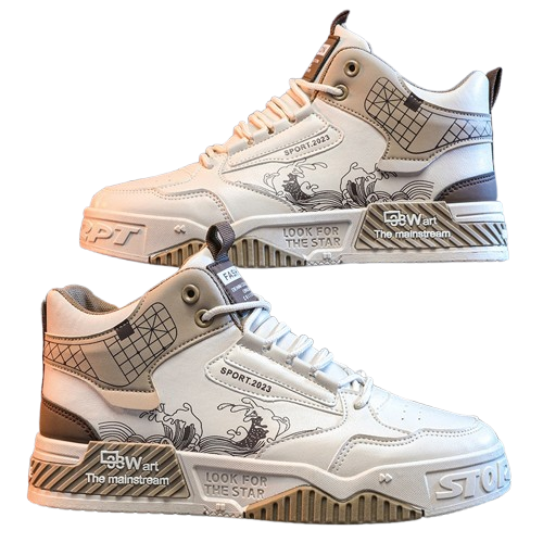 Men's High-Top Lace-Up Sneakers | Casual Board Shoes