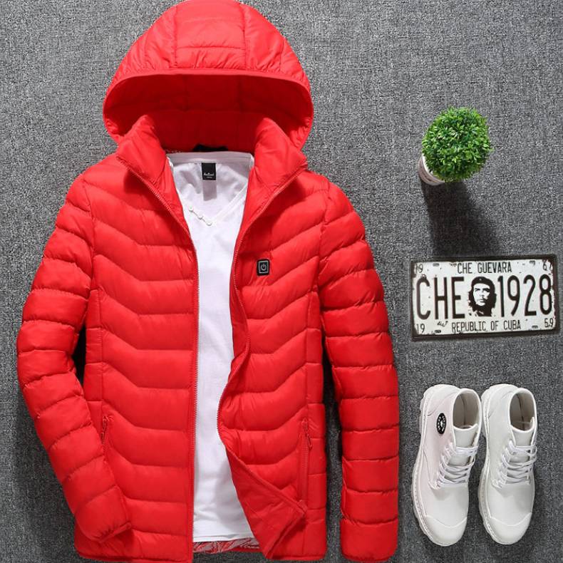 USB Heated Jacket – Unisex Thermal Zip-Up with Removable Hood