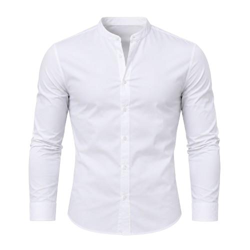 Men's Long Sleeve Button-Down Slim Fit Shirt | Casual Solid Colour Top