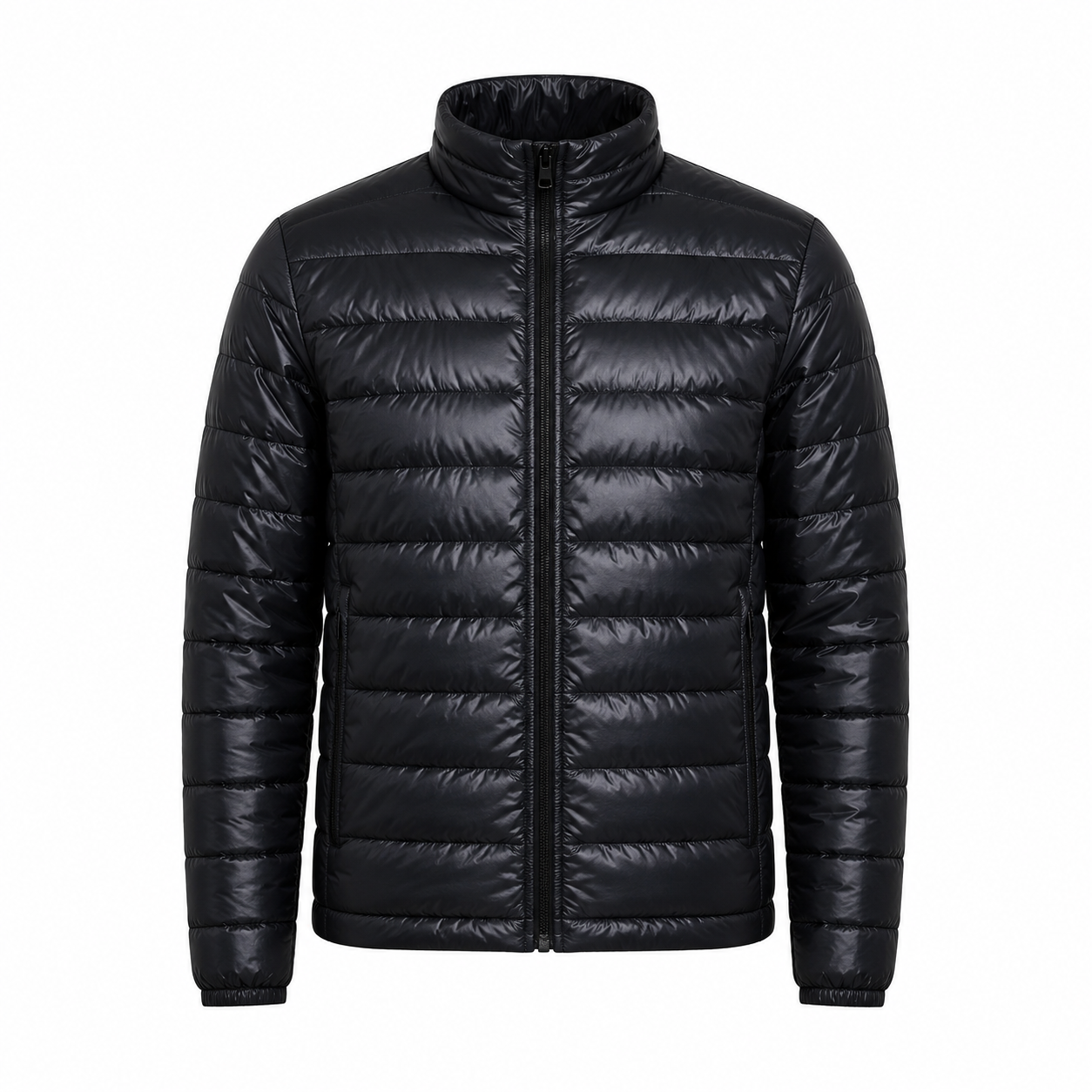Men's Quilted Puffer Jacket | Stand Collar Full Zip