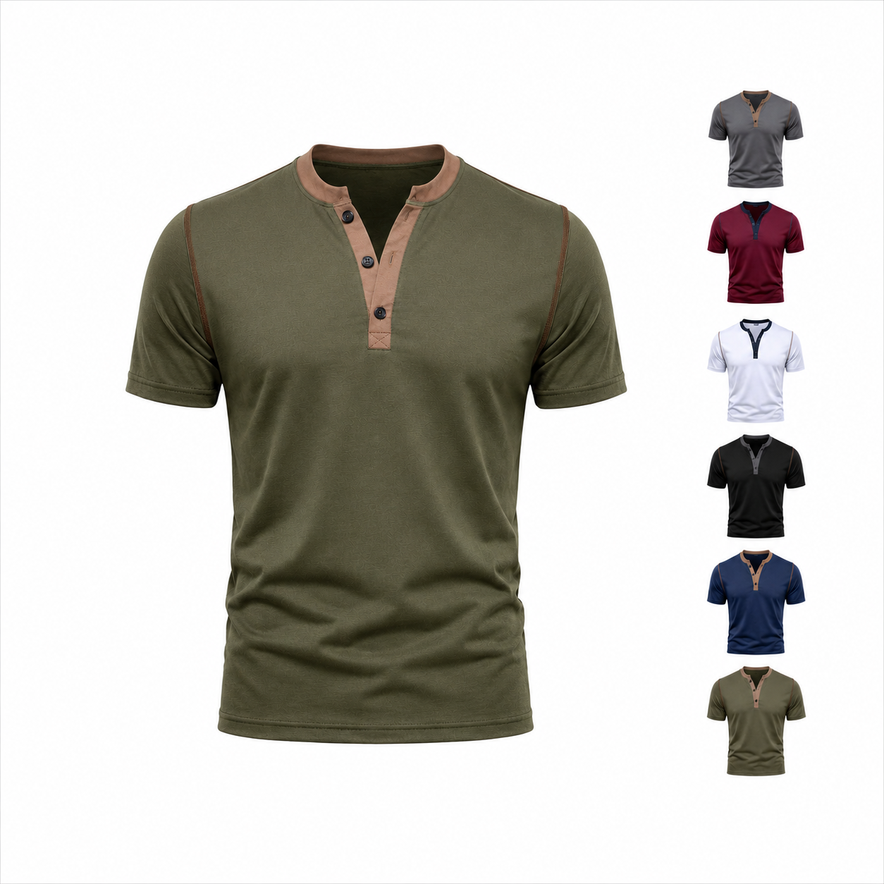 Men's Short Sleeve Polo Shirt | Button V-Neck Summer Top