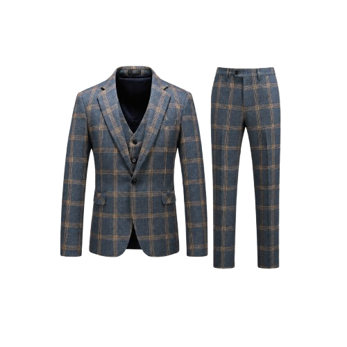 Men's 3-Piece Check Suit Set | Blazer, Waistcoat & Trousers