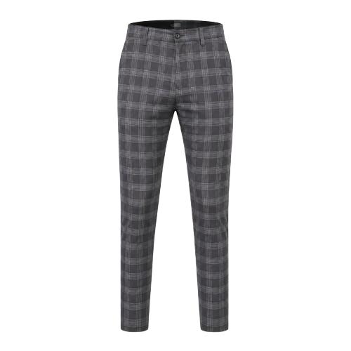 Men's Loose Fit Check Casual Trousers | Tapered Leg Pants
