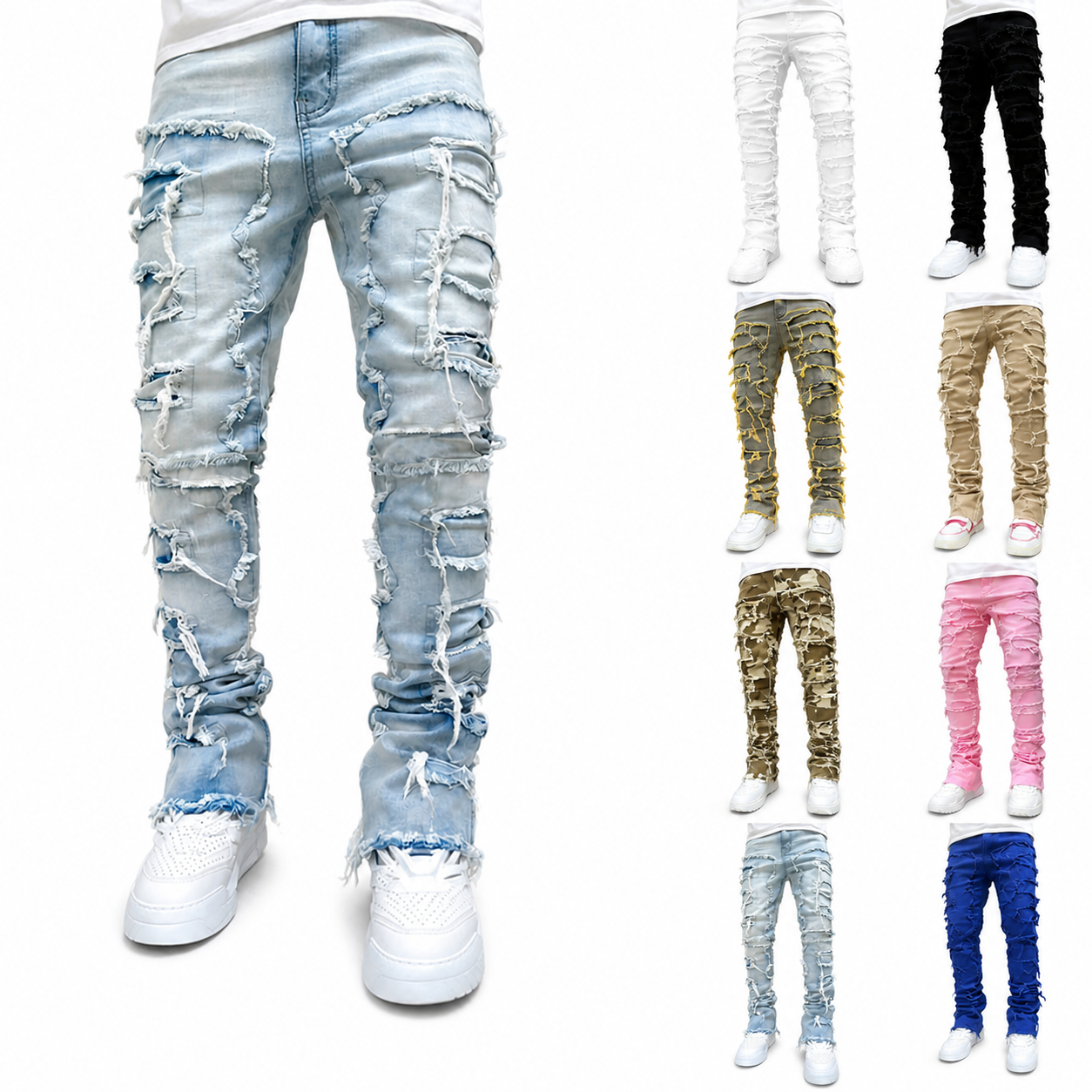 Men's Stacked Ripped Jeans