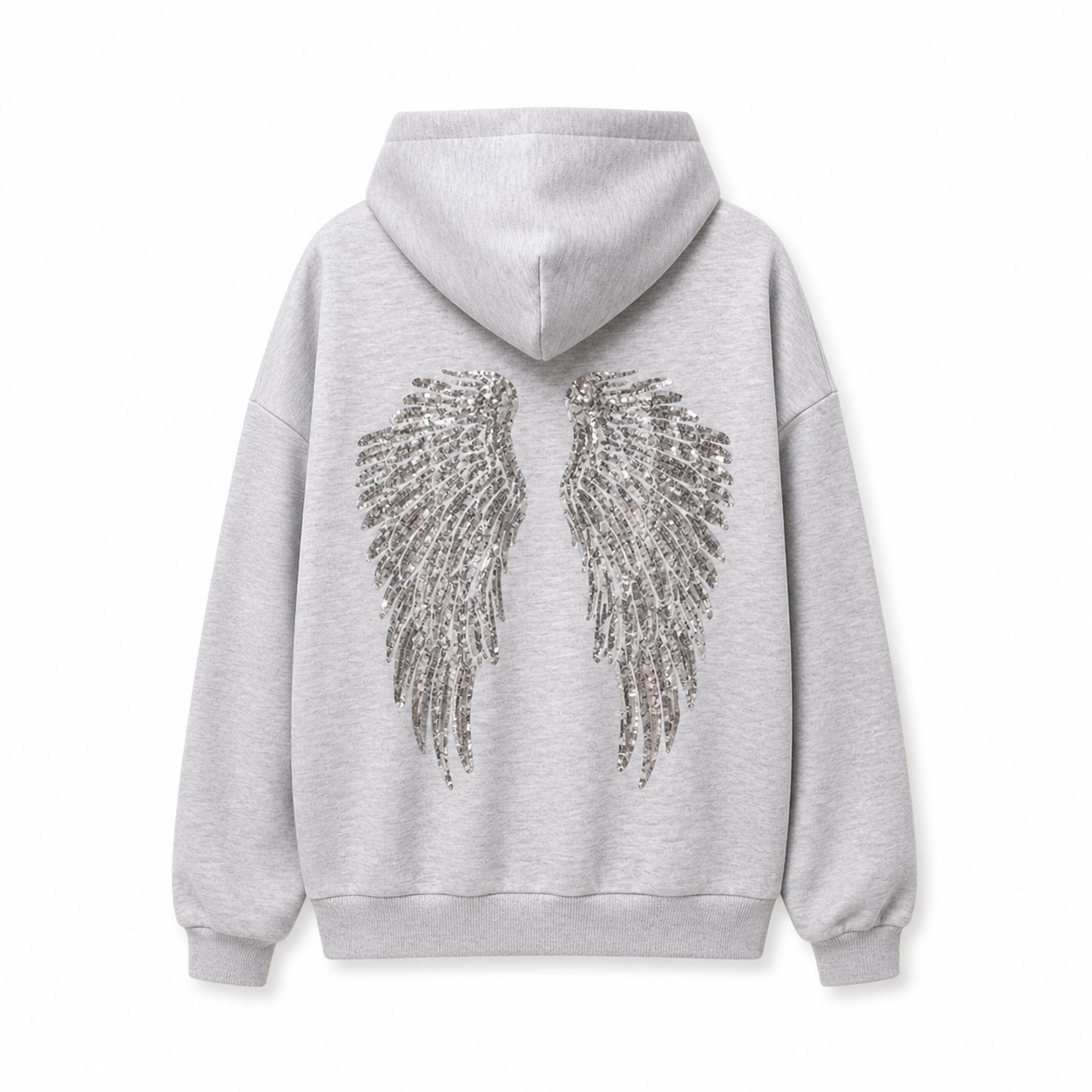 Women's Sequin Angel Wings Oversized Hoodie | Y2K Drop-Shoulder Pullover & Jogger Set
