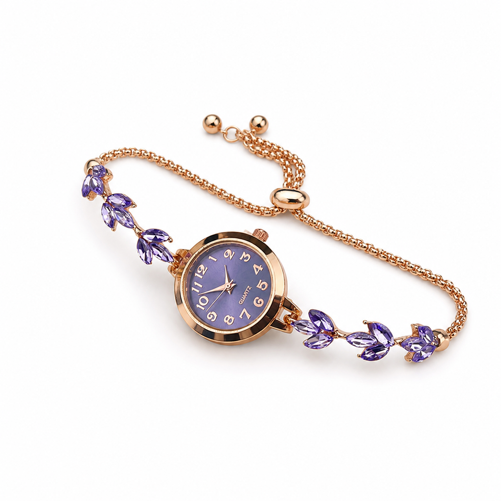 Women's Rhinestone Bracelet Watch | Elegant Quartz Wristwatch Gift for Her