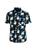 Men's Hawaiian Print Button-Down Shirt – Unique All-Over Print with Chest Pocket