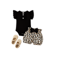 Baby Girls Leopard Print Bow Romper & Shorts Set – Cotton Two-Piece
