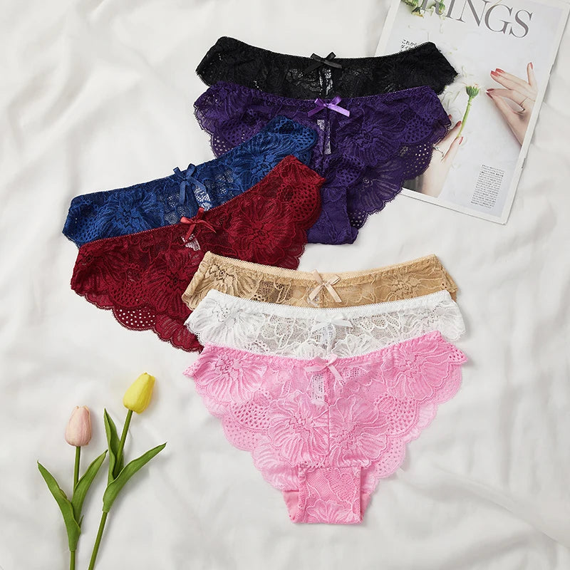 Women's Lace Briefs | Mid-Rise Stretch Underwear | 7 Colours | Sizes S–XL