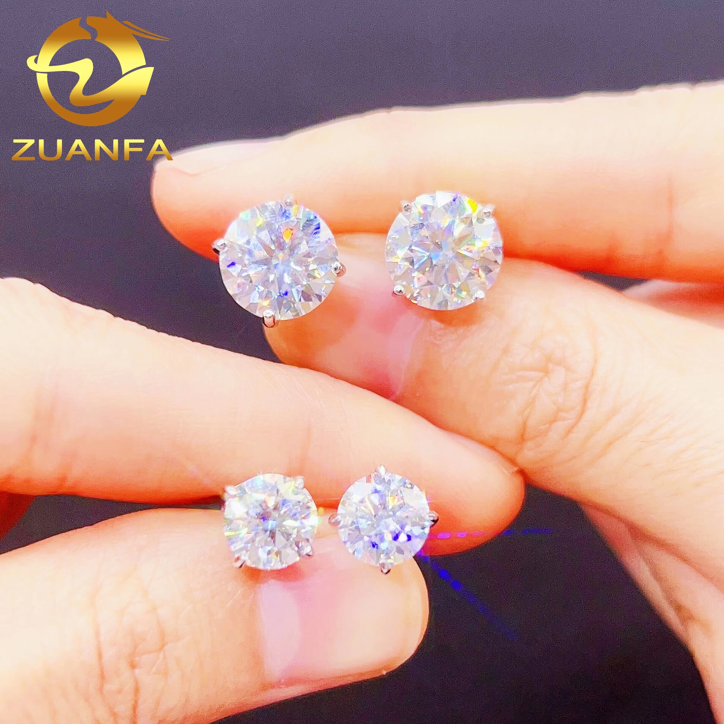 VVS Moissanite Stud Earrings | S925 Silver & 14K Gold Plated | Sizes 3mm–11mm