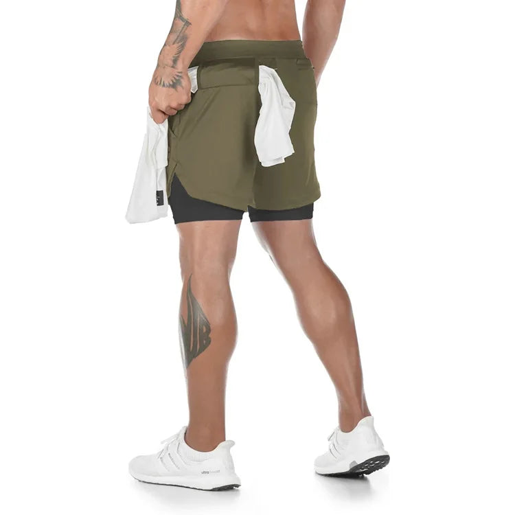 Men's 2-in-1 Running Shorts | Quick Dry Gym & Training Shorts | Sizes M–XXXL