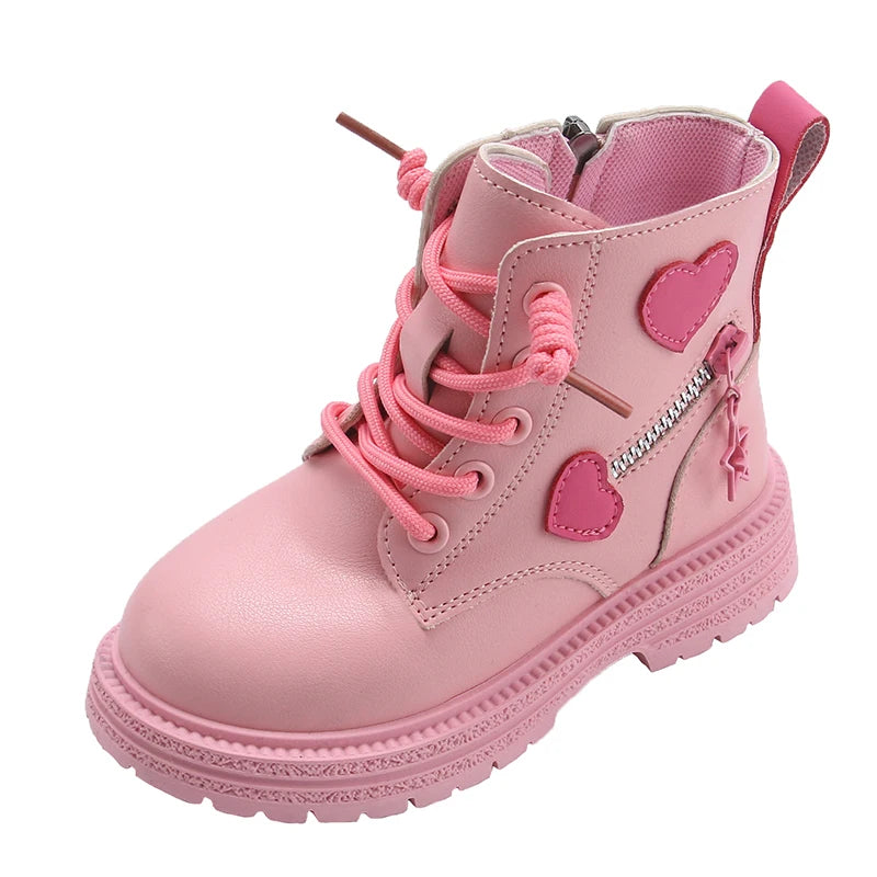 Girls' Fashion Ankle Boots | Zip-Up PU Leather Winter Boots for Kids