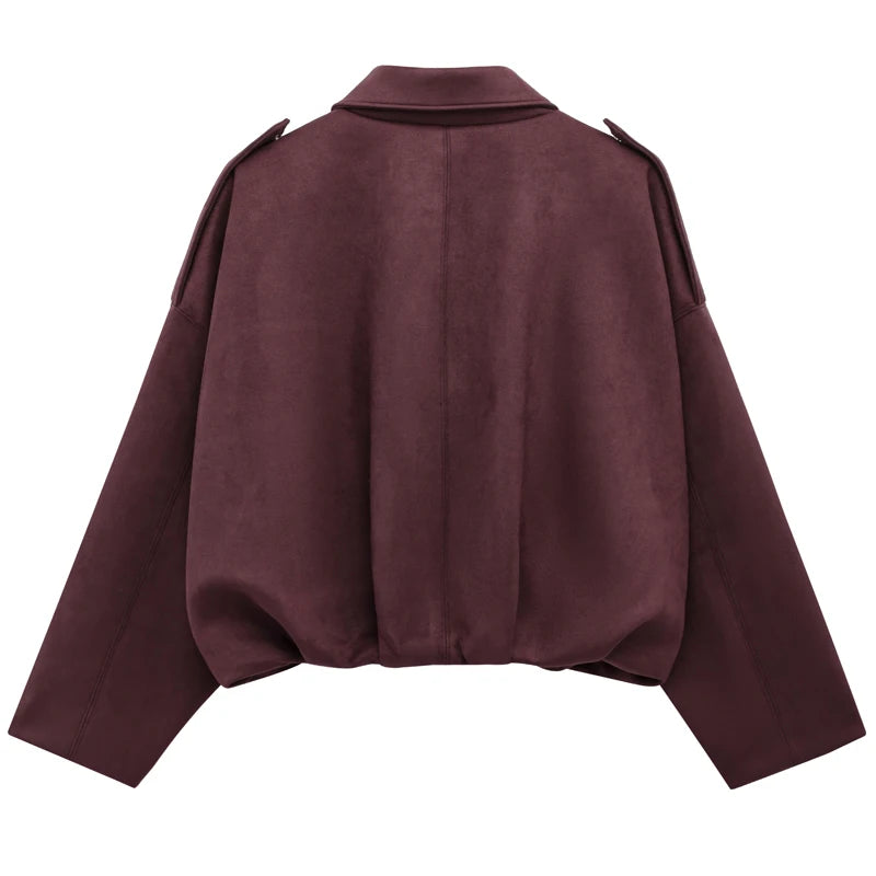 Women's Cropped Suede Bomber Jacket | High Street Zip-Up | Sizes XS–L