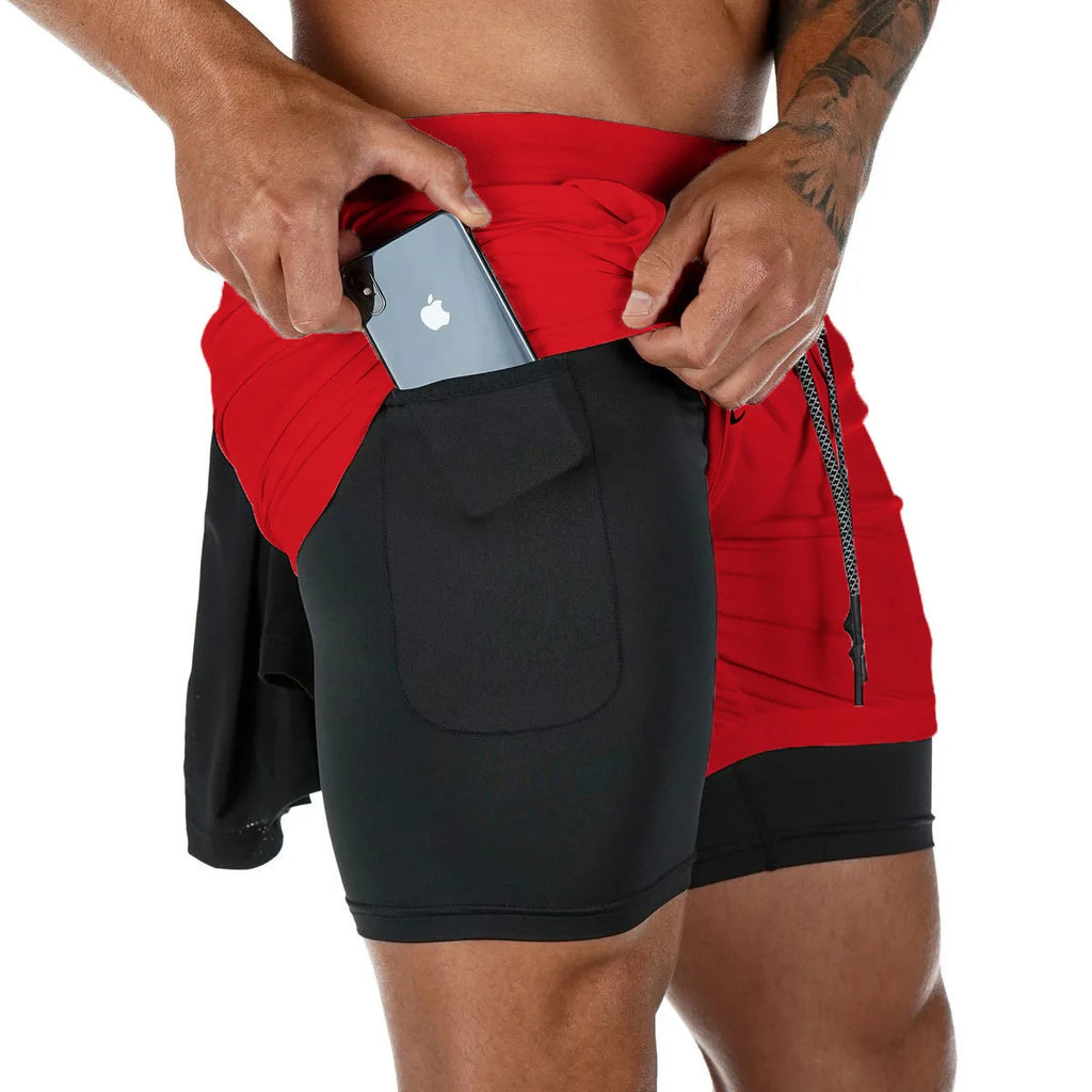 Men's 2-in-1 Running Shorts | Quick Dry Gym & Training Shorts | Sizes M–XXXL