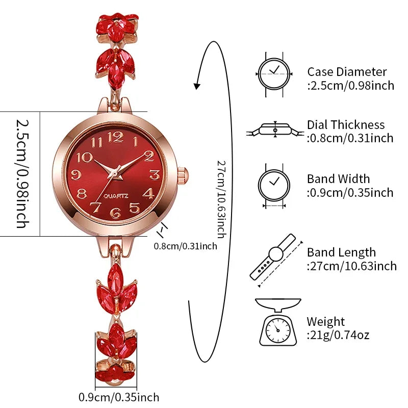 Women's Rhinestone Bracelet Watch | Elegant Quartz Wristwatch Gift for Her