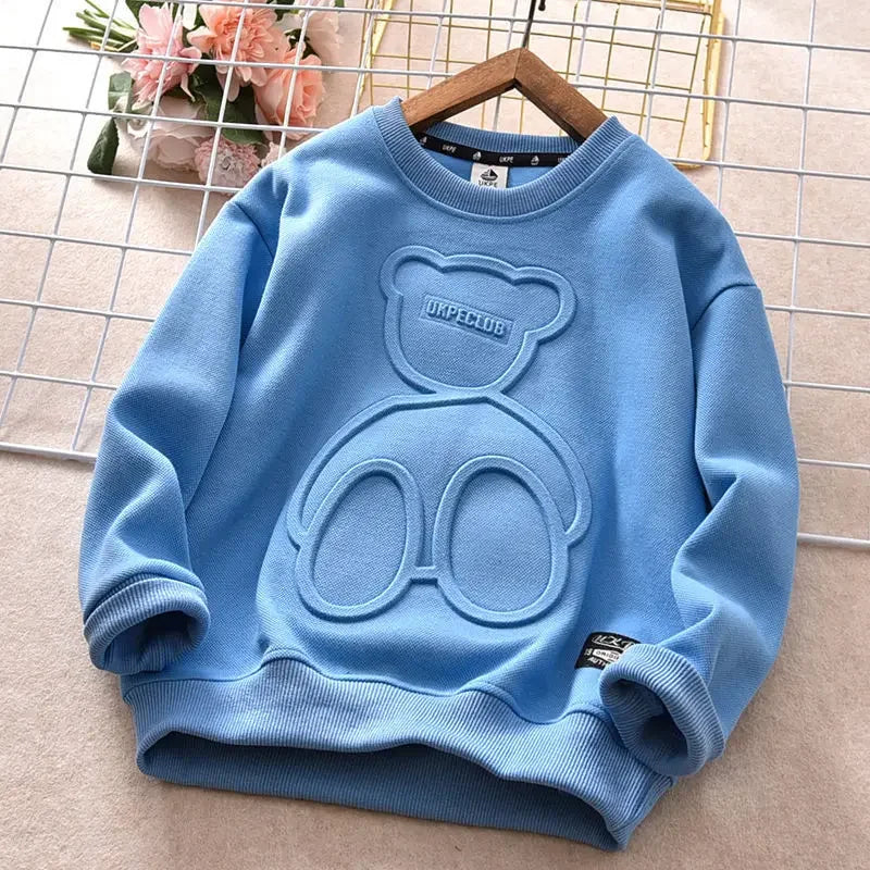 Kids Bear Print Hoodie Sweatshirt | Casual Cotton Pullover for Girls & Boys Ages 2–7