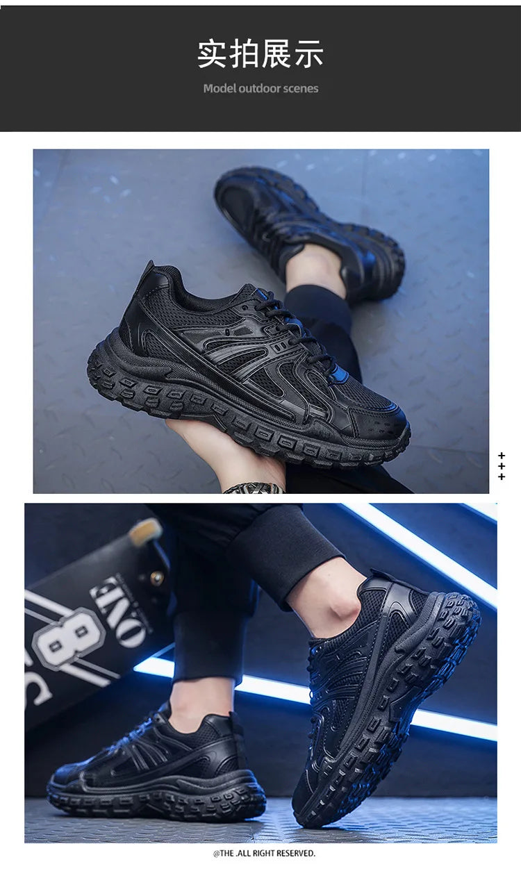 Men's Lace-Up Trainers | Air Mesh Breathable Sneakers | Black | EU 39–44