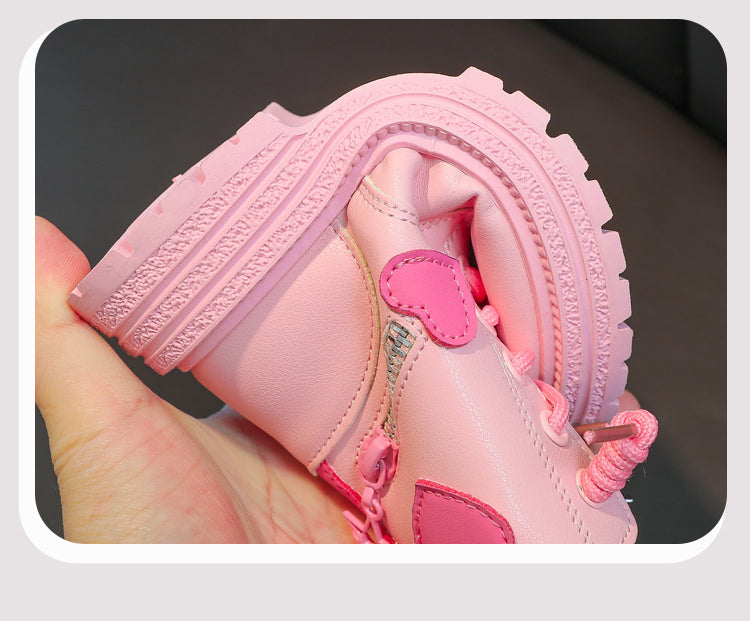 Girls' Fashion Ankle Boots | Zip-Up PU Leather Winter Boots for Kids
