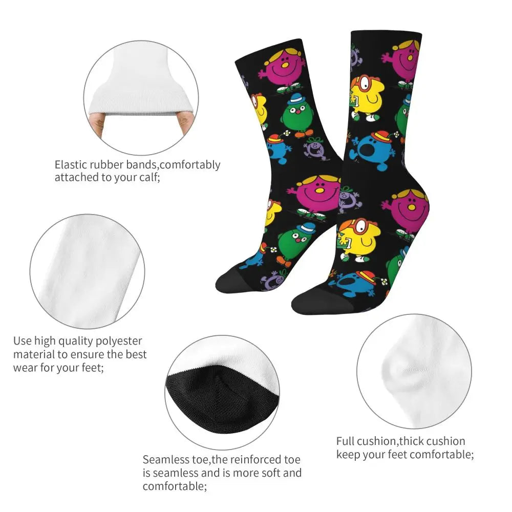 Mr. Men & Little Miss Cartoon Crew Socks | Unisex | One Size | 4 Designs