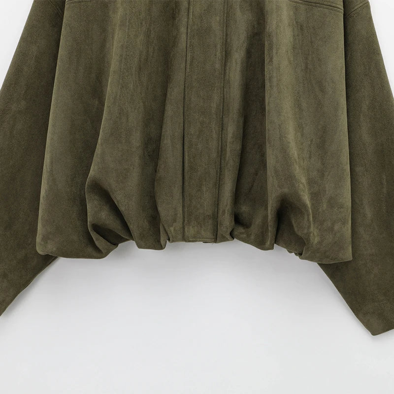 Women's Cropped Suede Bomber Jacket | High Street Zip-Up | Sizes XS–L