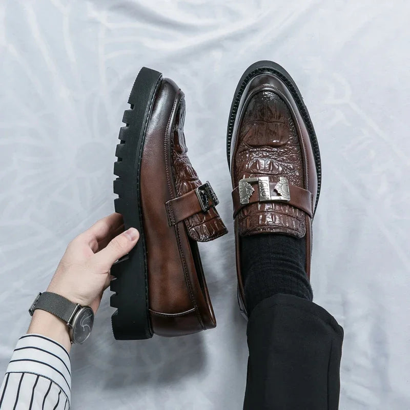 Men's Slip-On Loafers | Thick Sole Faux Leather Casual Shoes | EU 38–46