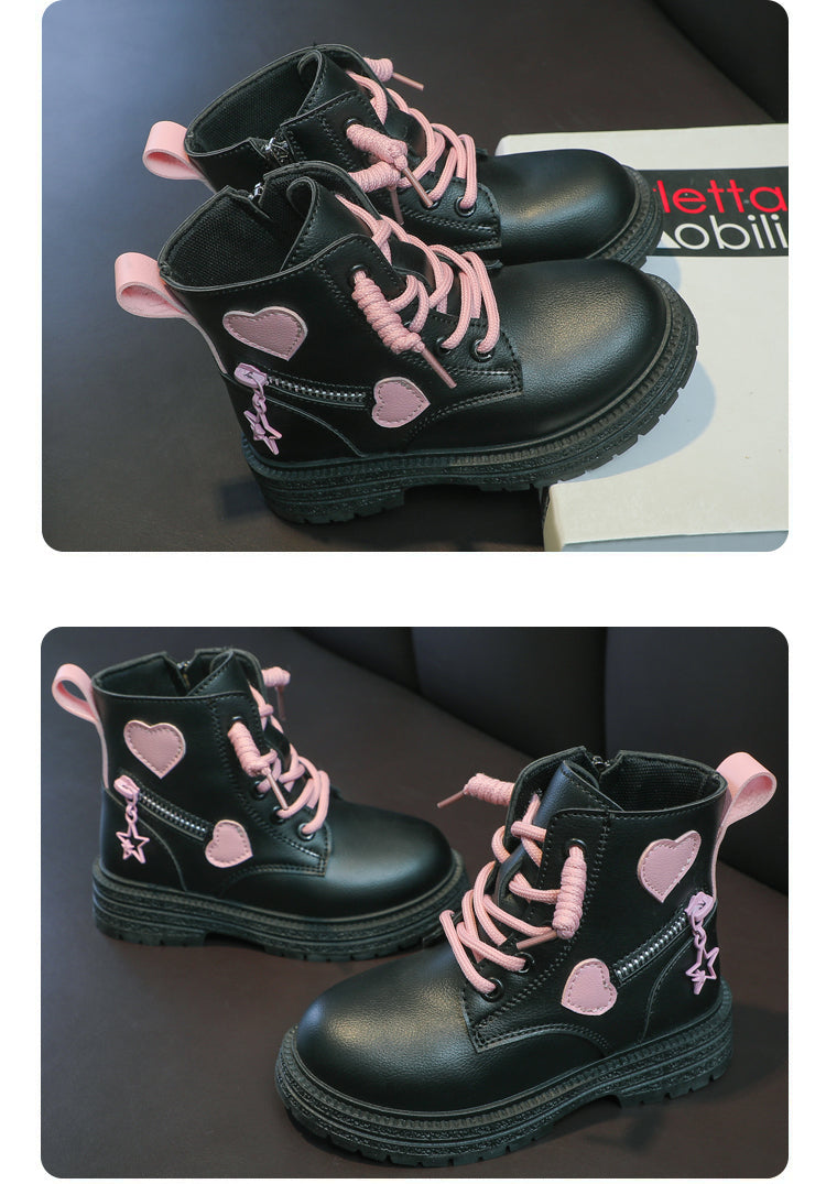 Girls' Fashion Ankle Boots | Zip-Up PU Leather Winter Boots for Kids