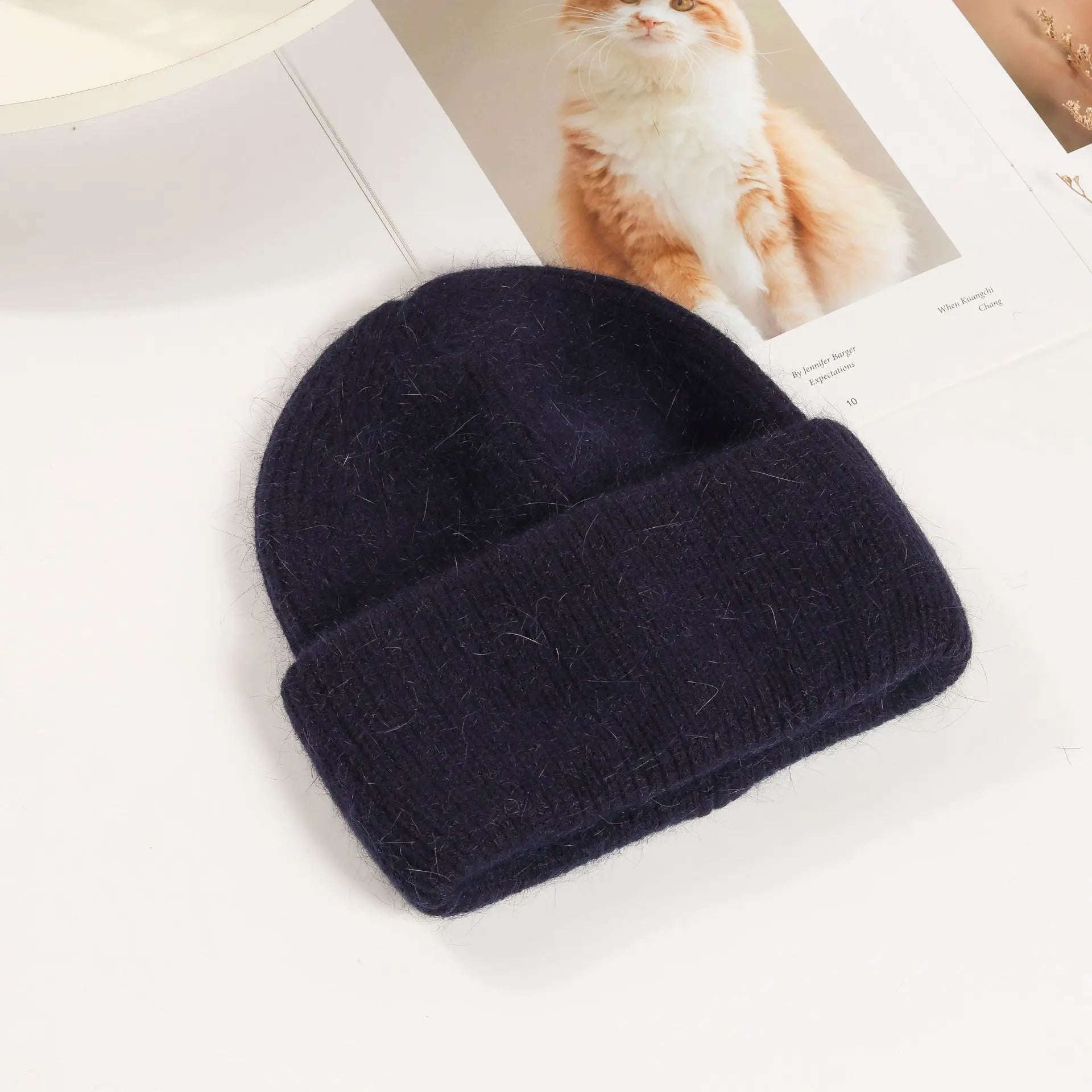 Women's Rabbit Fur Knitted Beanie | Thick Warm Winter Hat | 17 Colours