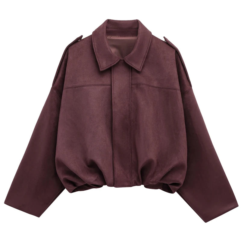 Women's Cropped Suede Bomber Jacket | High Street Zip-Up | Sizes XS–L