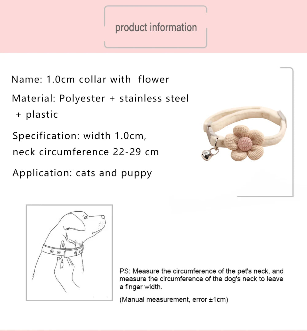 Cute Flower Pet Collar with Bell | Adjustable Breakaway Collar for Cats, Kittens & Small Dogs