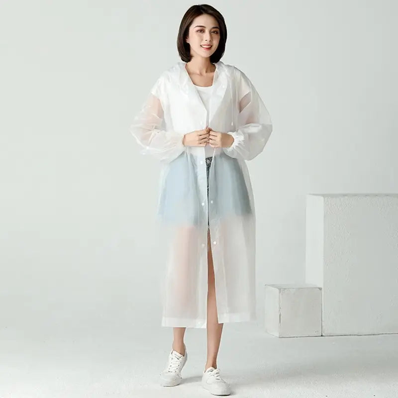 Hooded Raincoat | Waterproof Poncho | Clear & Purple