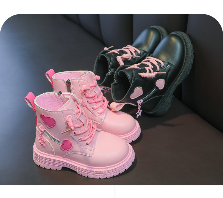 Girls' Fashion Ankle Boots | Zip-Up PU Leather Winter Boots for Kids