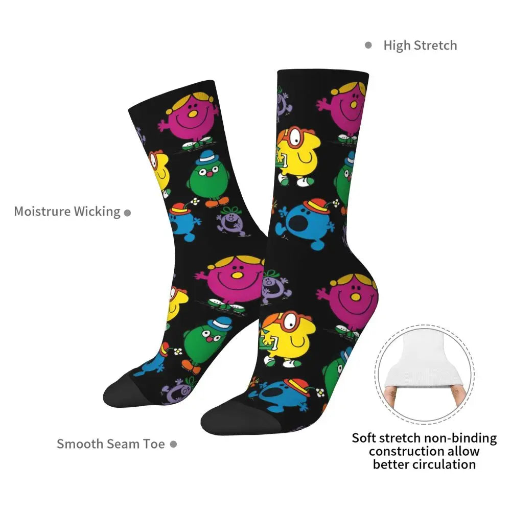 Mr. Men & Little Miss Cartoon Crew Socks | Unisex | One Size | 4 Designs