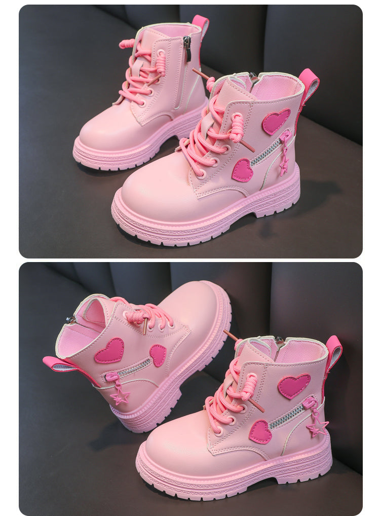 Girls' Fashion Ankle Boots | Zip-Up PU Leather Winter Boots for Kids