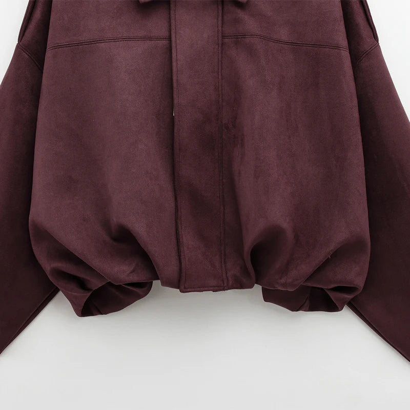 Women's Cropped Suede Bomber Jacket | High Street Zip-Up | Sizes XS–L