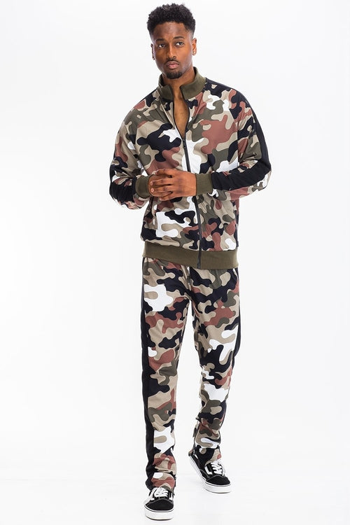 Men's Full Camo Track Set – Slim Fit Jacket & Joggers