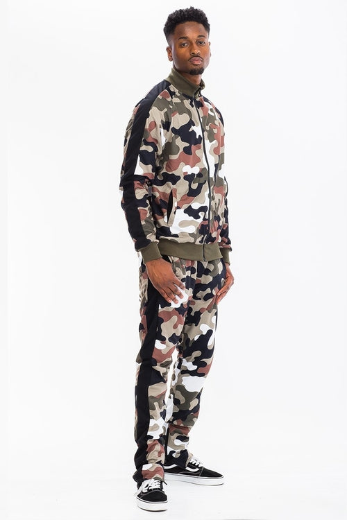 Men's Full Camo Track Set – Slim Fit Jacket & Joggers