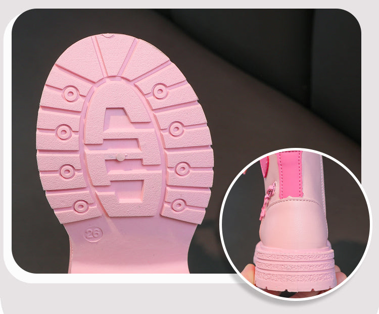 Girls' Fashion Ankle Boots | Zip-Up PU Leather Winter Boots for Kids