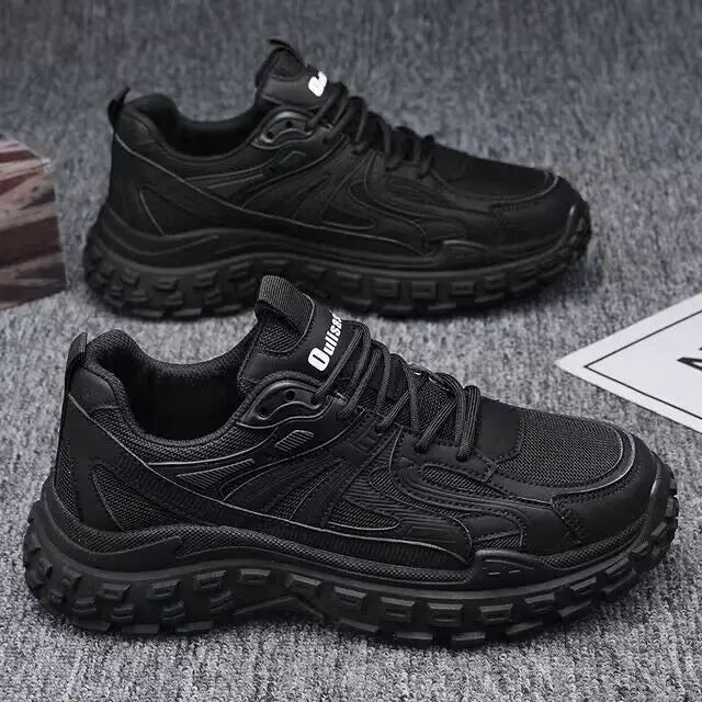 Men's Lace-Up Trainers | Air Mesh Breathable Sneakers | Black | EU 39–44
