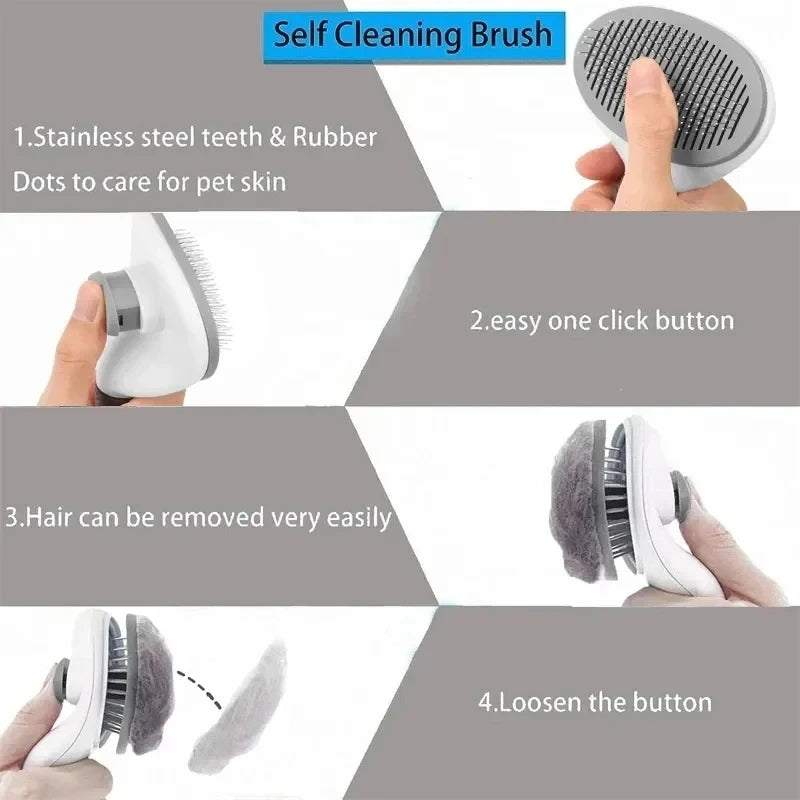 Pet Slicker Brush | Self-Cleaning Grooming Brush for Dogs & Cats