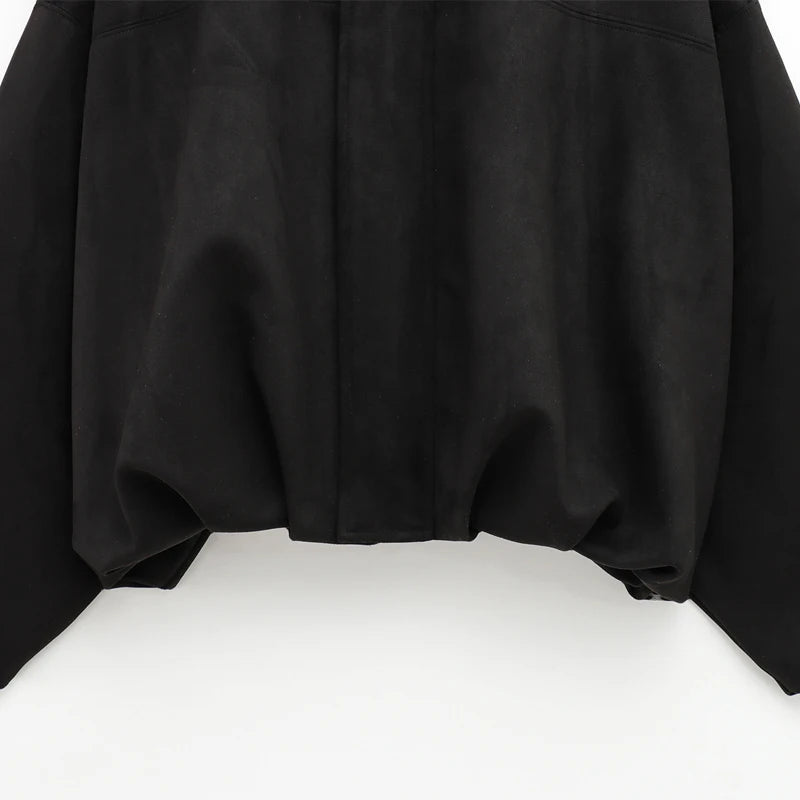Women's Cropped Suede Bomber Jacket | High Street Zip-Up | Sizes XS–L
