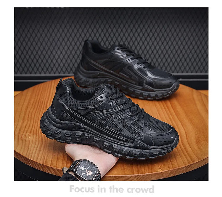 Men's Lace-Up Trainers | Air Mesh Breathable Sneakers | Black | EU 39–44